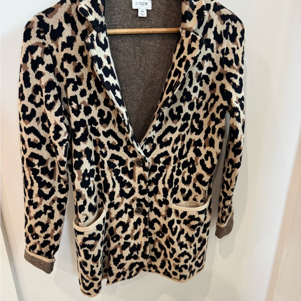 J.Crew Black and Tan Animal Print Sweater